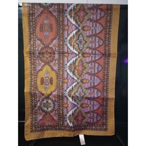 Vintage Italian Geometric Skinny Scarf • 44" x 12.75" • Boho Retro Print • Made